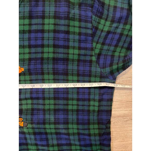 Vintage Disney Disneyland Oversized Tigger Nightwatch Plaid Flannel Sleep Shirt - Picture 8 of 9